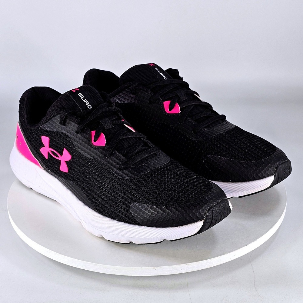 Under Armour Surge 3 Womens Running Shoes Black Pink 3024894-004 Size 10